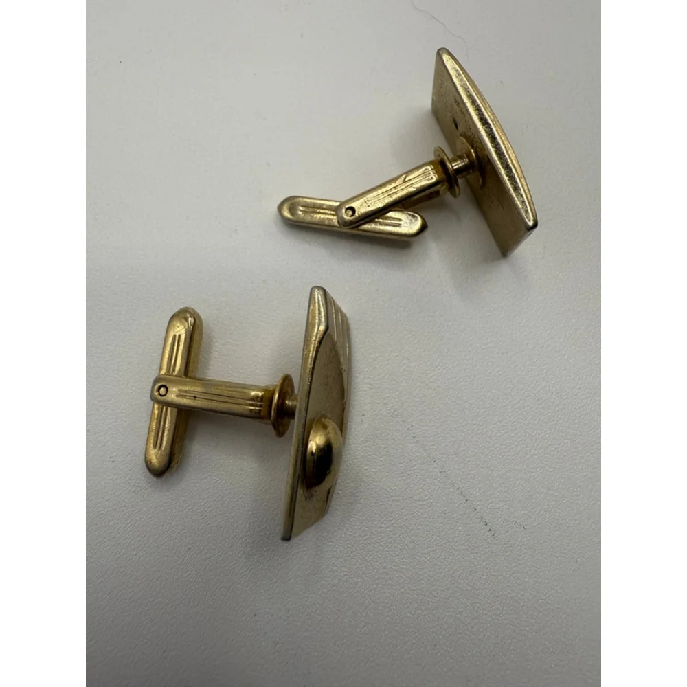 Men's Hickok Gold Tone Cuff Links One Size Vintage